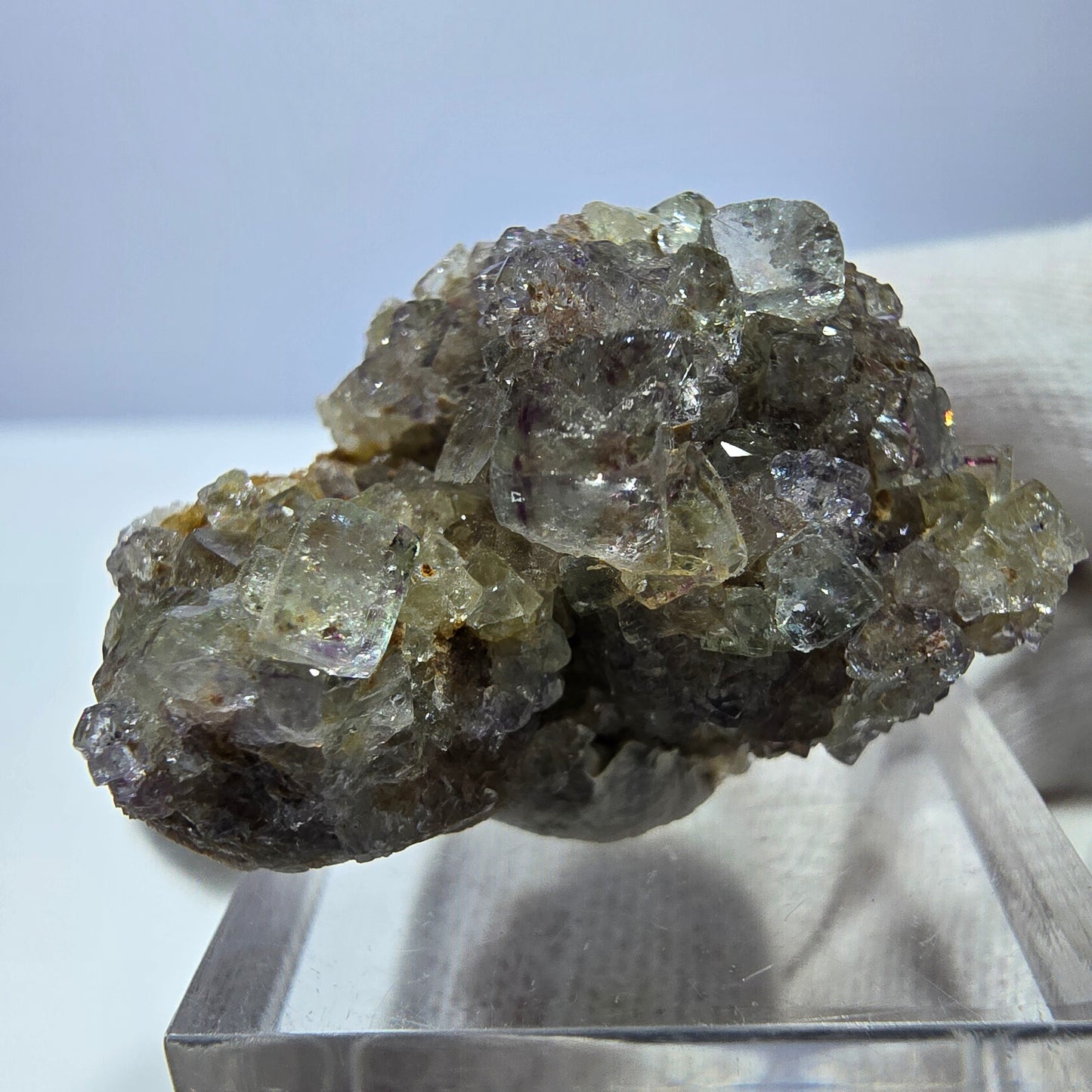 Spécimen zonal de cube de fluorite fantôme, vert violet, Okorusu, Namibie 35 x 22 x 19 mm 