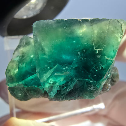 Spécimen de cube de fluorite fantôme, vert violet, Okorusu, Namibie, 27 x 22 x 15 mm 