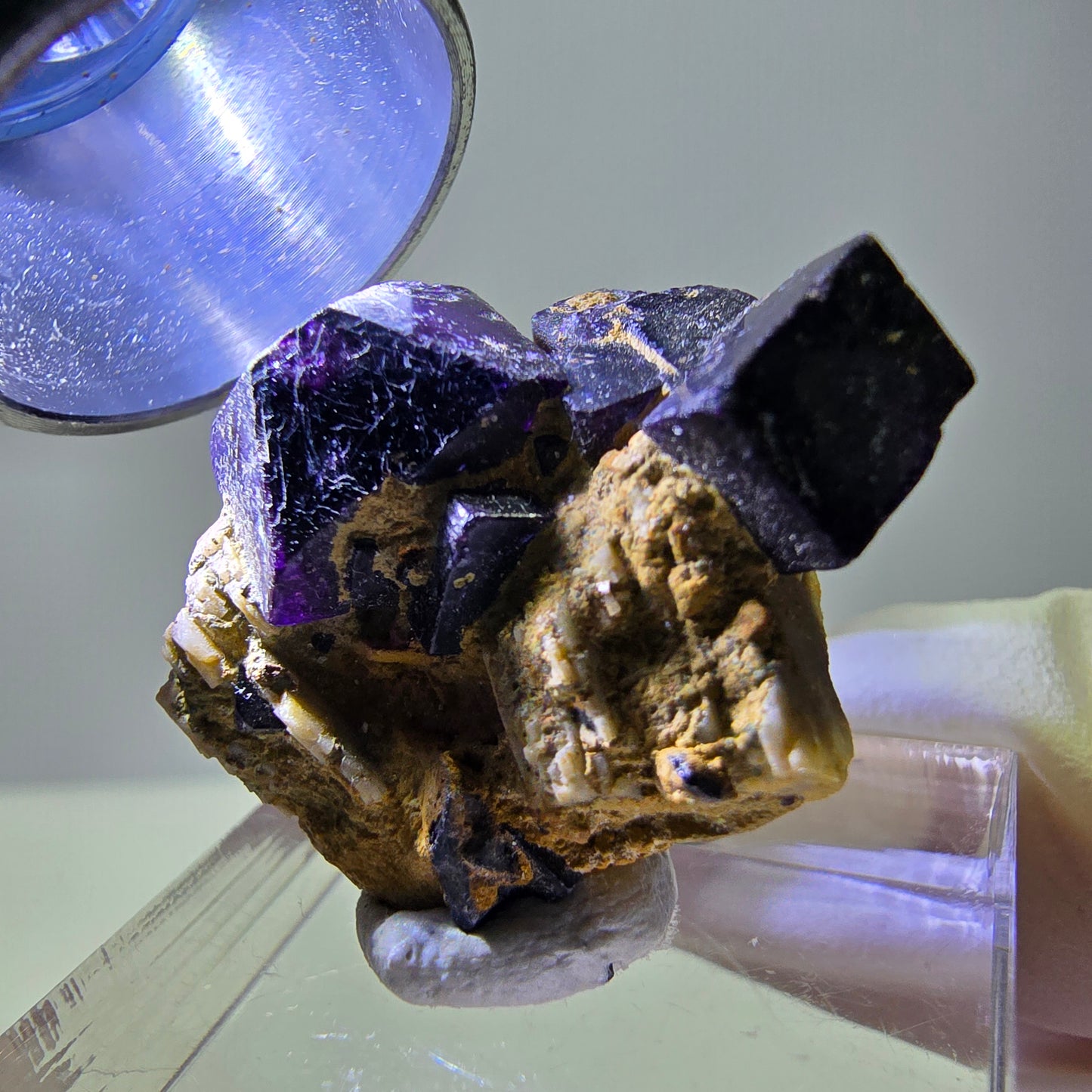 Cube de fluorite fantôme, zonal, spécimen d'orthose, Erongo, Namibie, 27 x 22 x 13 mm 