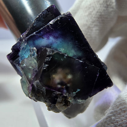 Clear Phantom Fluorite Cube Specimen zonal green purple Okorusu, Namibia 29*22*23mm