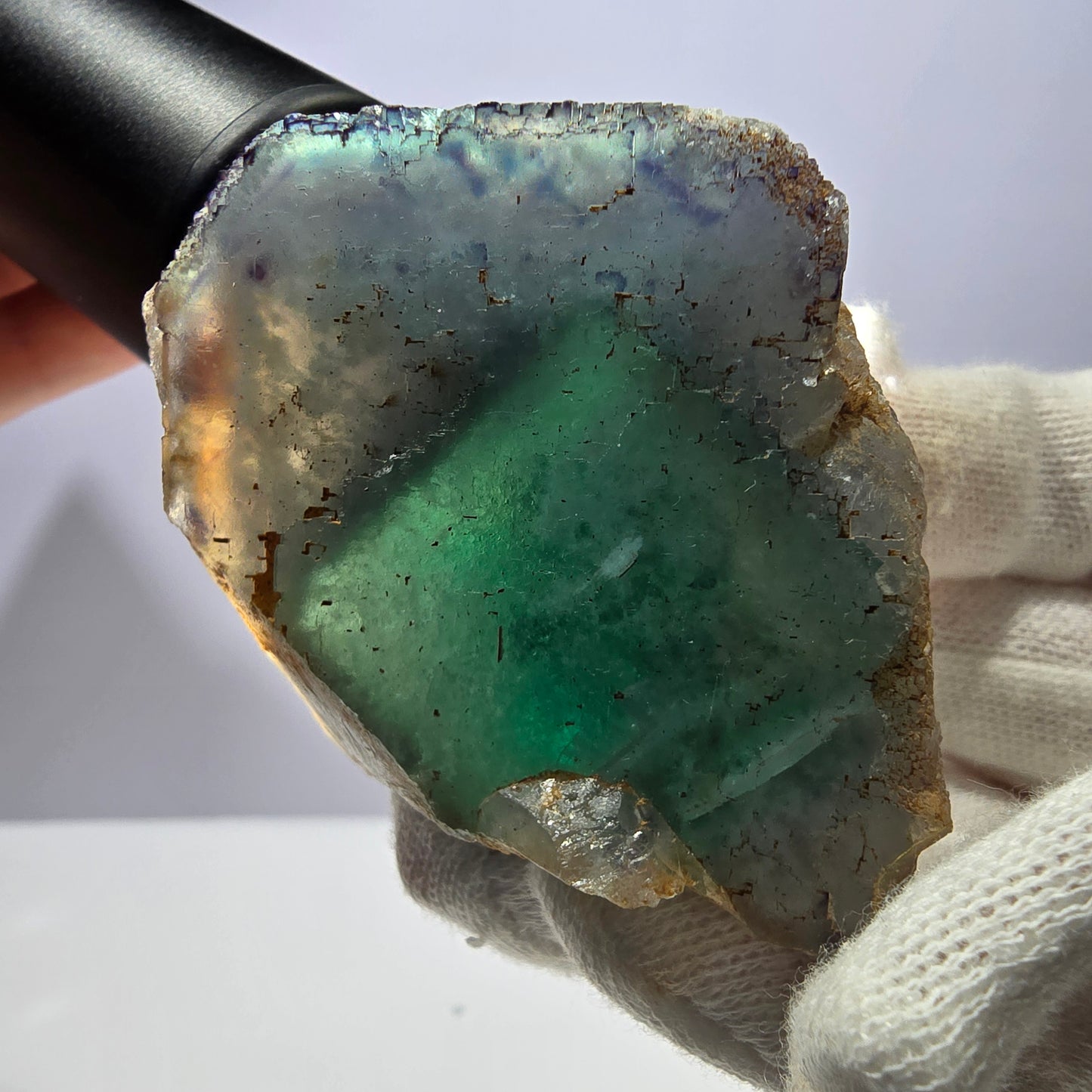 Phantom Fluorit Würfel Stufe, parkettiert zonal Okorusu Namibia 65*54*41mm