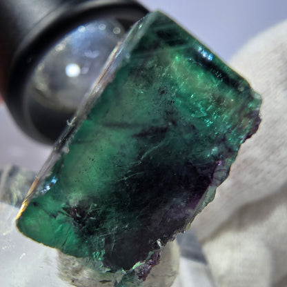 Spécimen rare de cube de fluorite fantôme, vert zonal et violet, Okorusu, Namibie, 24 x 23 x 11 mm 