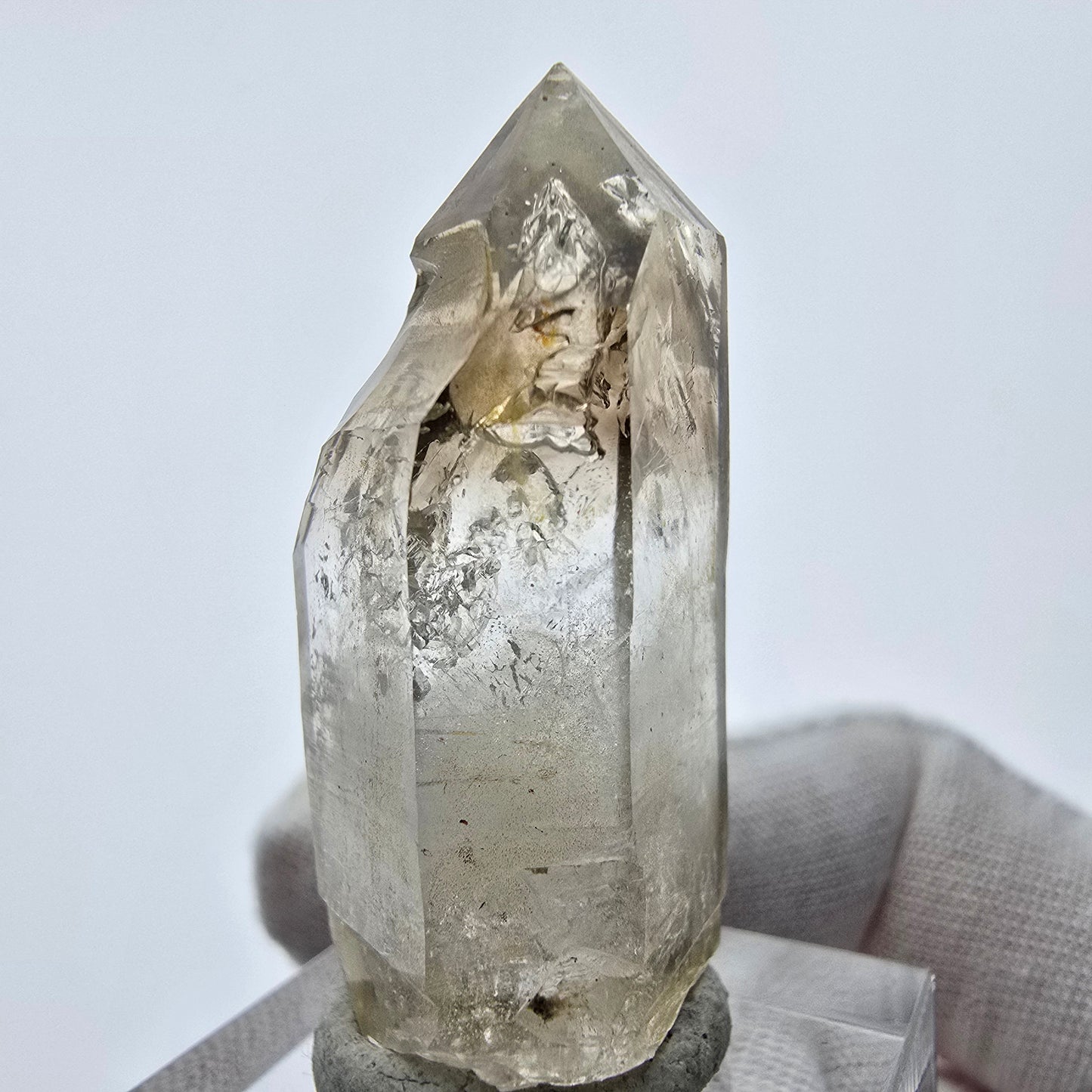 Enhydro Phantom Smoky Quartz Sceptre Tip 2x Bubble Goboboseb, Namibie 39*17*16mm 
