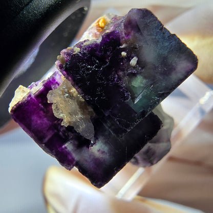 Phantom Fluorit Würfel, Quarz Stufe, grün lila Okorusu, Namibia 23*21*19mm