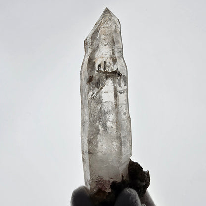 Quartz fumé squelette fantôme lémurien DT, calcite UV Valentine Pocket, Namibie 133 x 46 x 36 mm 