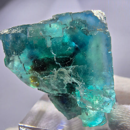 Phantom Fluorit Würfel, parkettiert grün braun Okorusu, Namibia 38*29*24mm