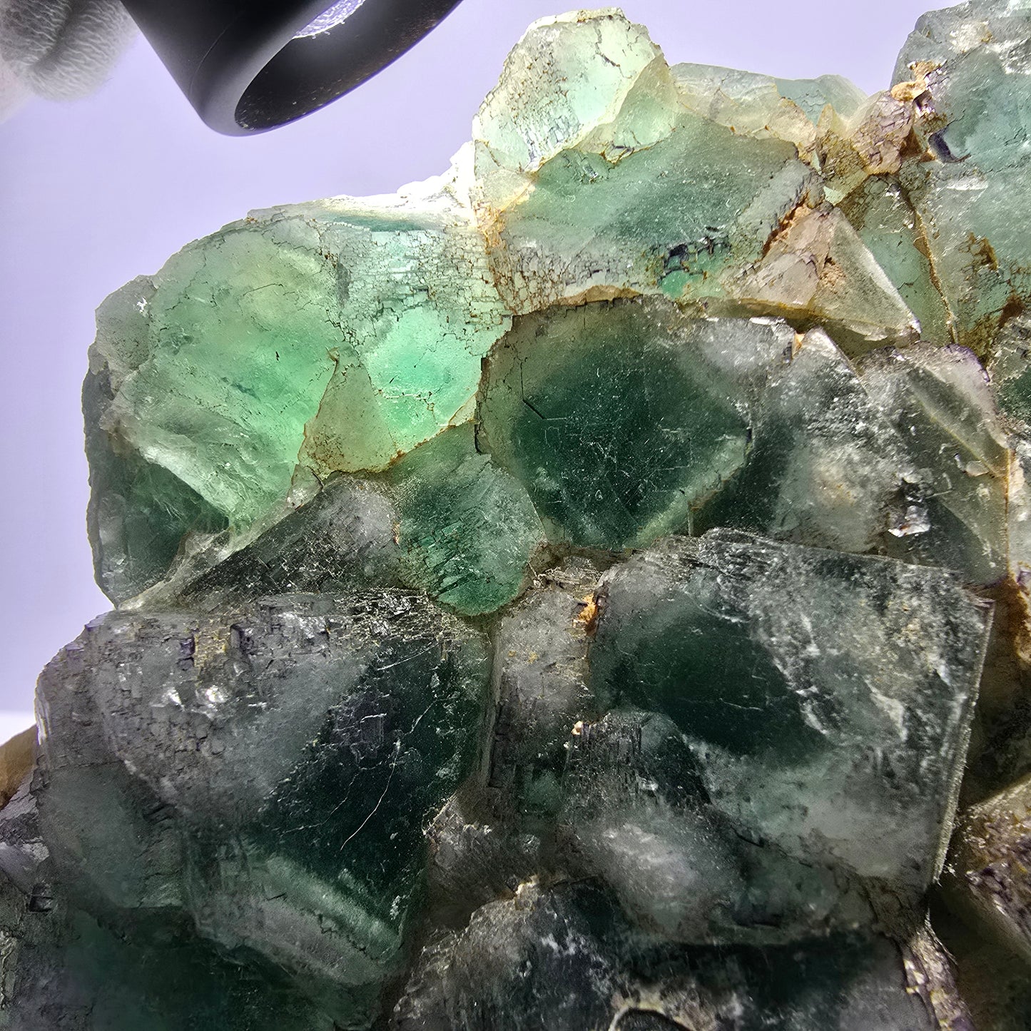 Cube de fluorite fantôme XL hexagonal à gradins zonal Erongo, Namibie 142 x 110 x 41 mm 