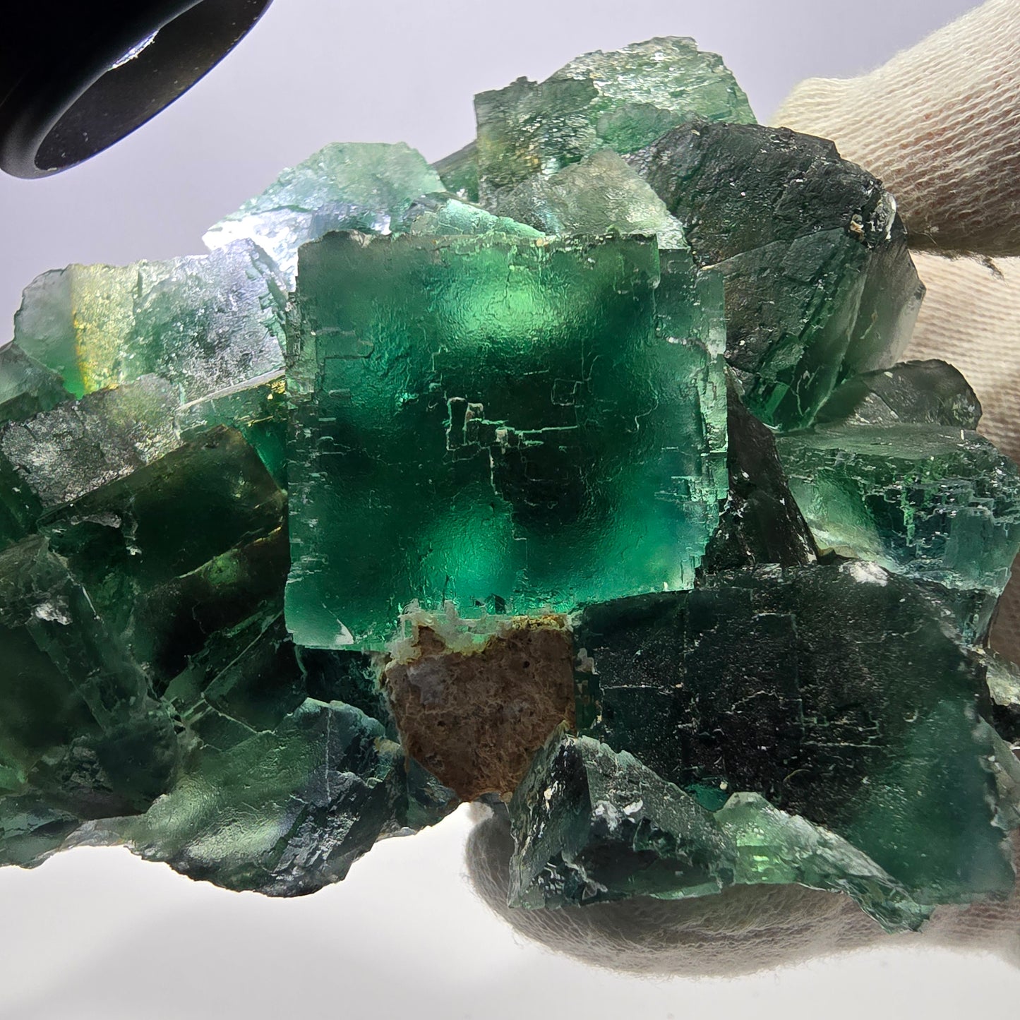 Grand spécimen de cube de fluorite fantôme, vert parqueté Okorusu Namibie 113*95*54mm 