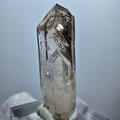 Pointe de quartz fumé fantôme Enhydro, 1x Bubble Goboboseb, Namibie 40 x 15 x 10 mm 