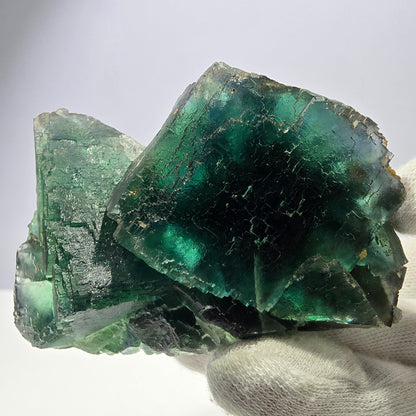 Grand spécimen de cube de fluorite fantôme, parqueté vert Okorusu, Namibie, 87 x 56 x 44 mm 