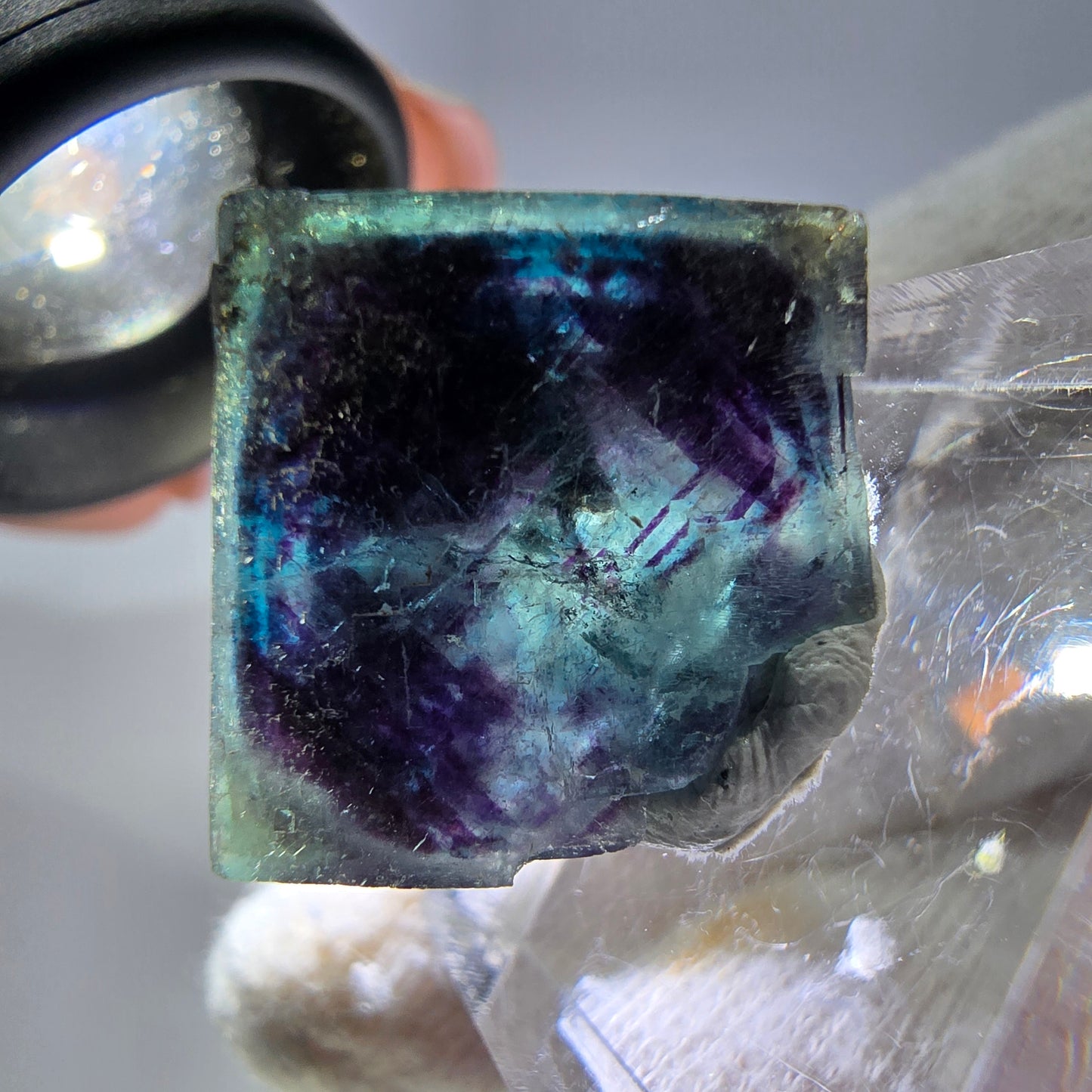 Spécimen de cube de fluorite fantôme, zonal – Nouvelle découverte ! Okorusu, Namibie, 24 x 19 x 12 mm 