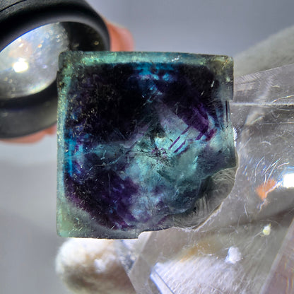 Spécimen de cube de fluorite fantôme, zonal – Nouvelle découverte ! Okorusu, Namibie, 24 x 19 x 12 mm 