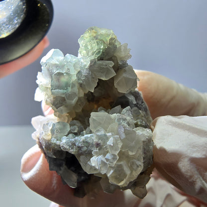 Rare cube de fluorite fantôme, spécimen de quartz vert Okorusu, Namibie, 42 x 31 x 31 mm 