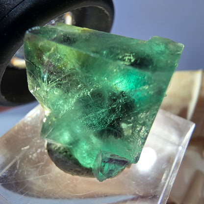 Klarer Phantom Fluorit Würfel, grün lila Okorusu, Namibia 18*16*17mm