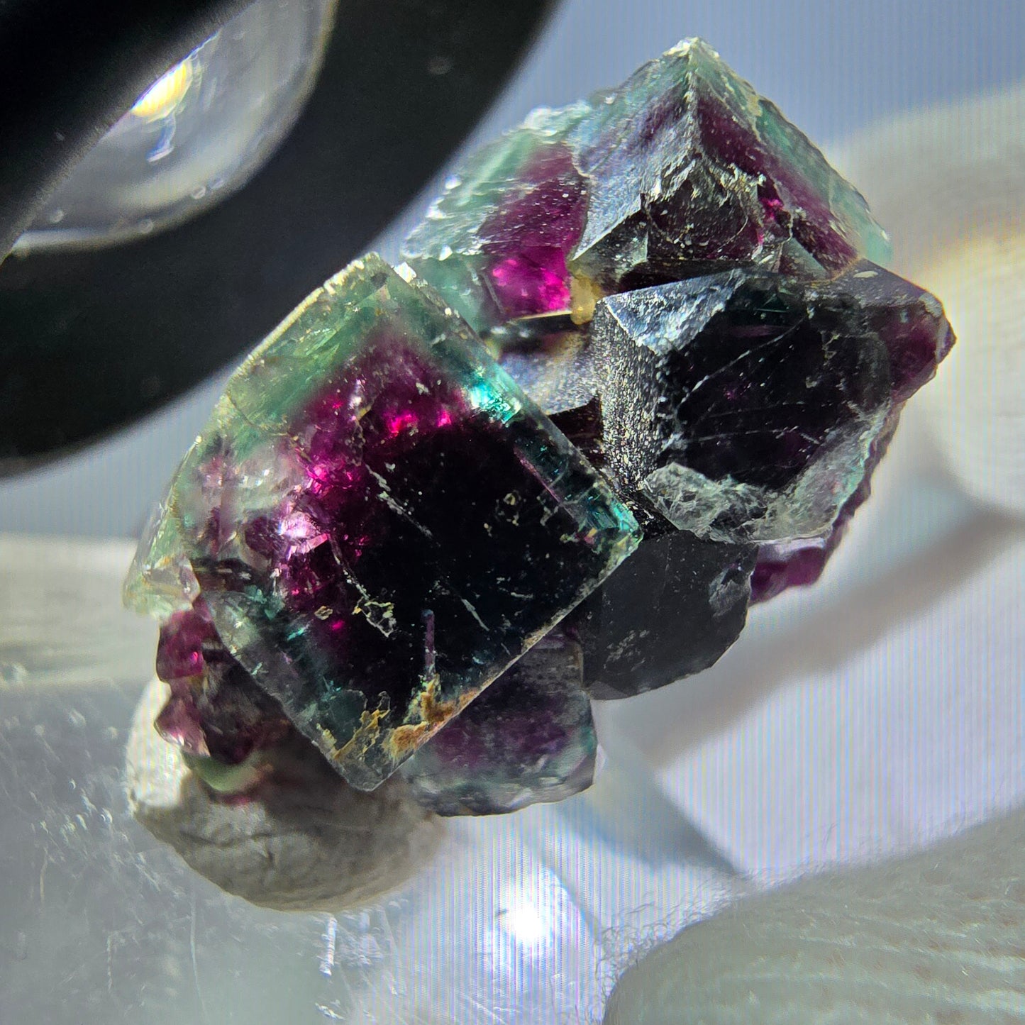 Seltene Phantom Fluorit Würfel Stufe, grün pink Okorusu, Namibia 24*16*14mm