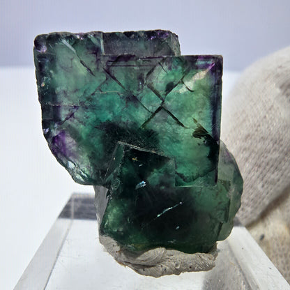 Spécimen de cube de fluorite fantôme parqueté zonal Okorusu, Namibie 34*22*16mm 