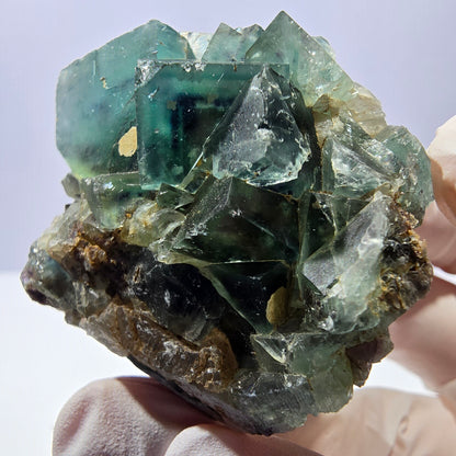 Rare cube de fluorite fantôme, spécimen de quartz vert Okorusu, Namibie 44 x 41 x 39 mm 