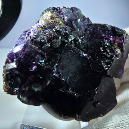Seltene Phantom Fluorit Würfel Stufe zonal grün lila Okorusu, Namibia 60*49*23mm