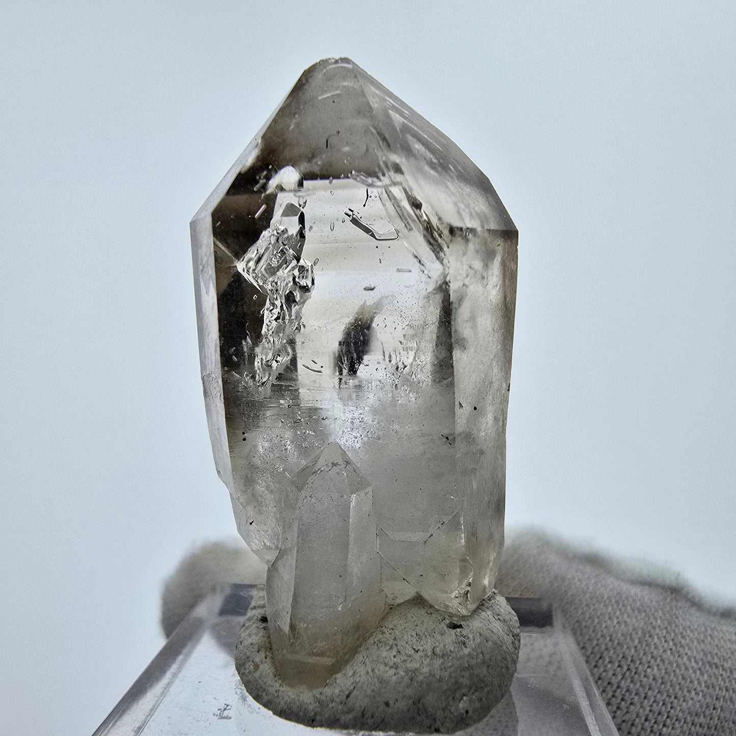 Enhydro Phantom Smoky Quartz Sceptre Tip 1x Bubble Goboboseb, Namibie 38*19*16mm 