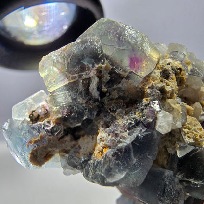 Cube de fluorite fantôme, spécimen de quartz vert violet, Okorusu, Namibie, 43 x 32 x 20 mm 