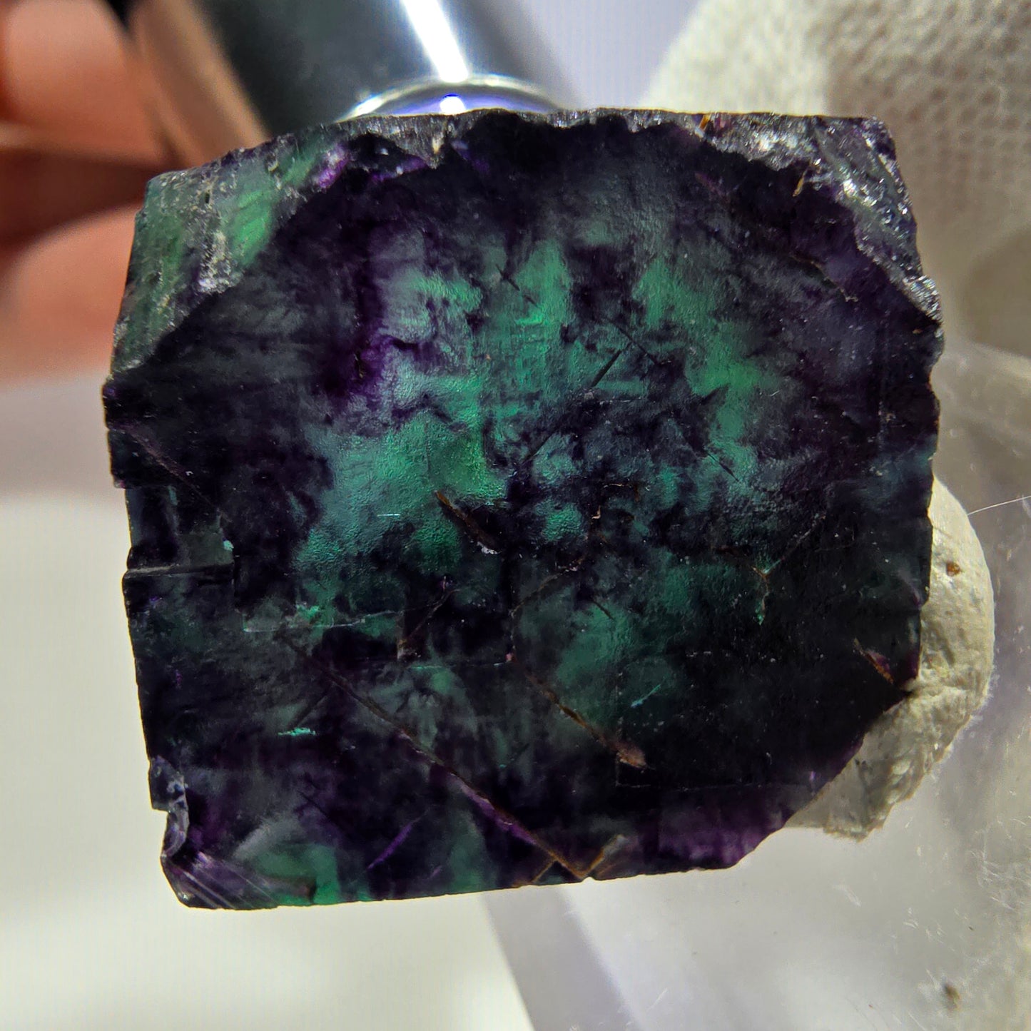 Clear Phantom Fluorite Cube Specimen zonal green purple Okorusu, Namibia 30*27*19mm 