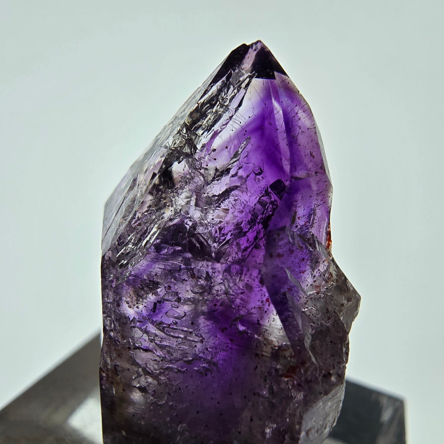Pointe de sceptre d'améthyste fantôme Enhydro, 1x Bubble Brandberg, Namibie 27 x 17 x 11 mm 