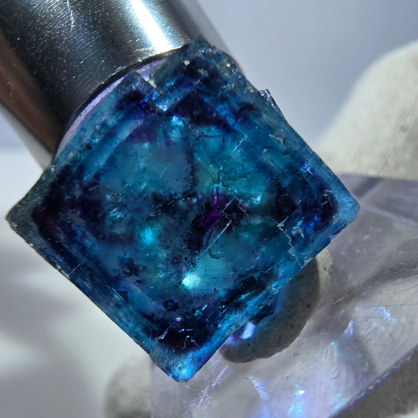 Phantom Fluorite Cube Specimen, Zonal - New Find! Okorusu, Namibia 18*17*10mm 