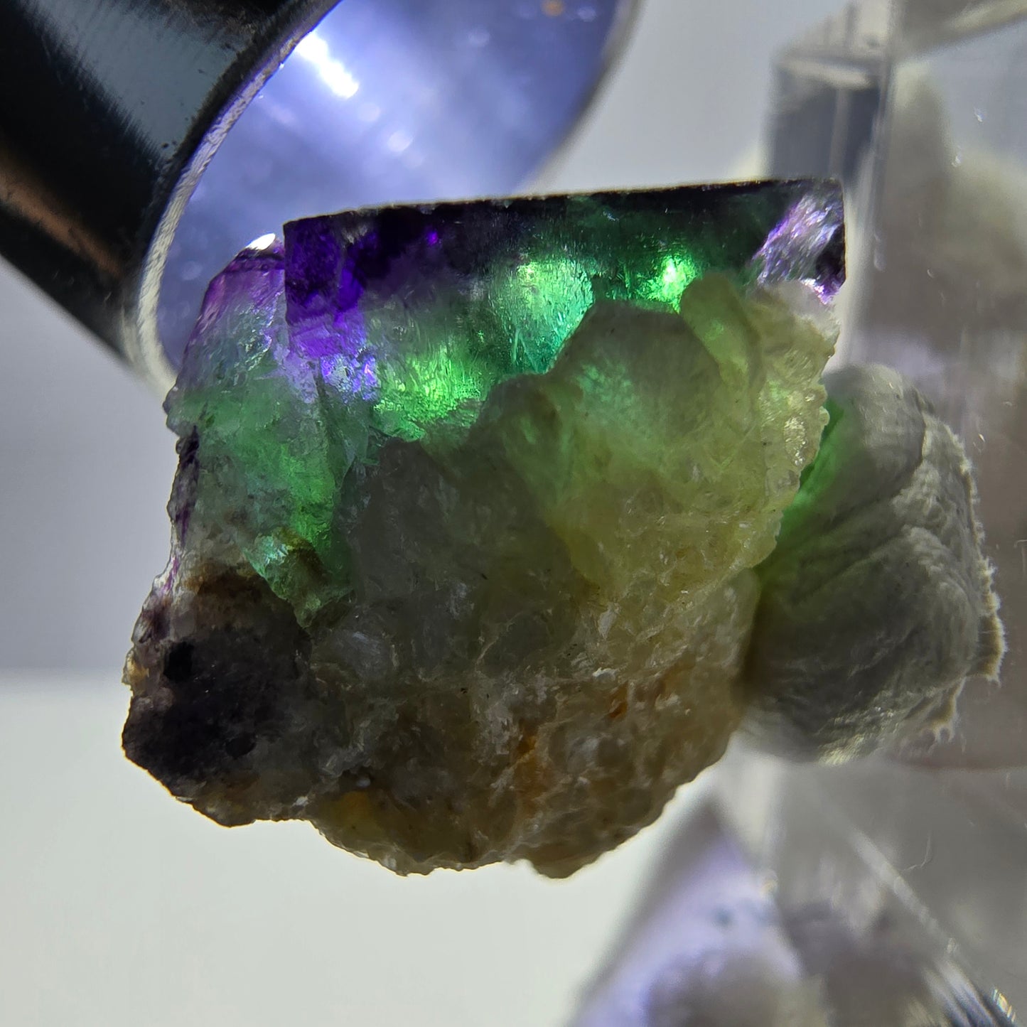 Phantom Fluorit Würfel zonal, Muskovit Stufe Erongo, Namibia 20*13*17mm