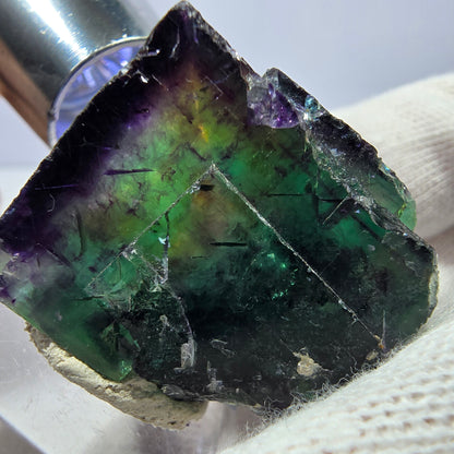Spécimen zonal de cube de fluorite fantôme, vert violet, Okorusu, Namibie, 31 x 27 x 20 mm 