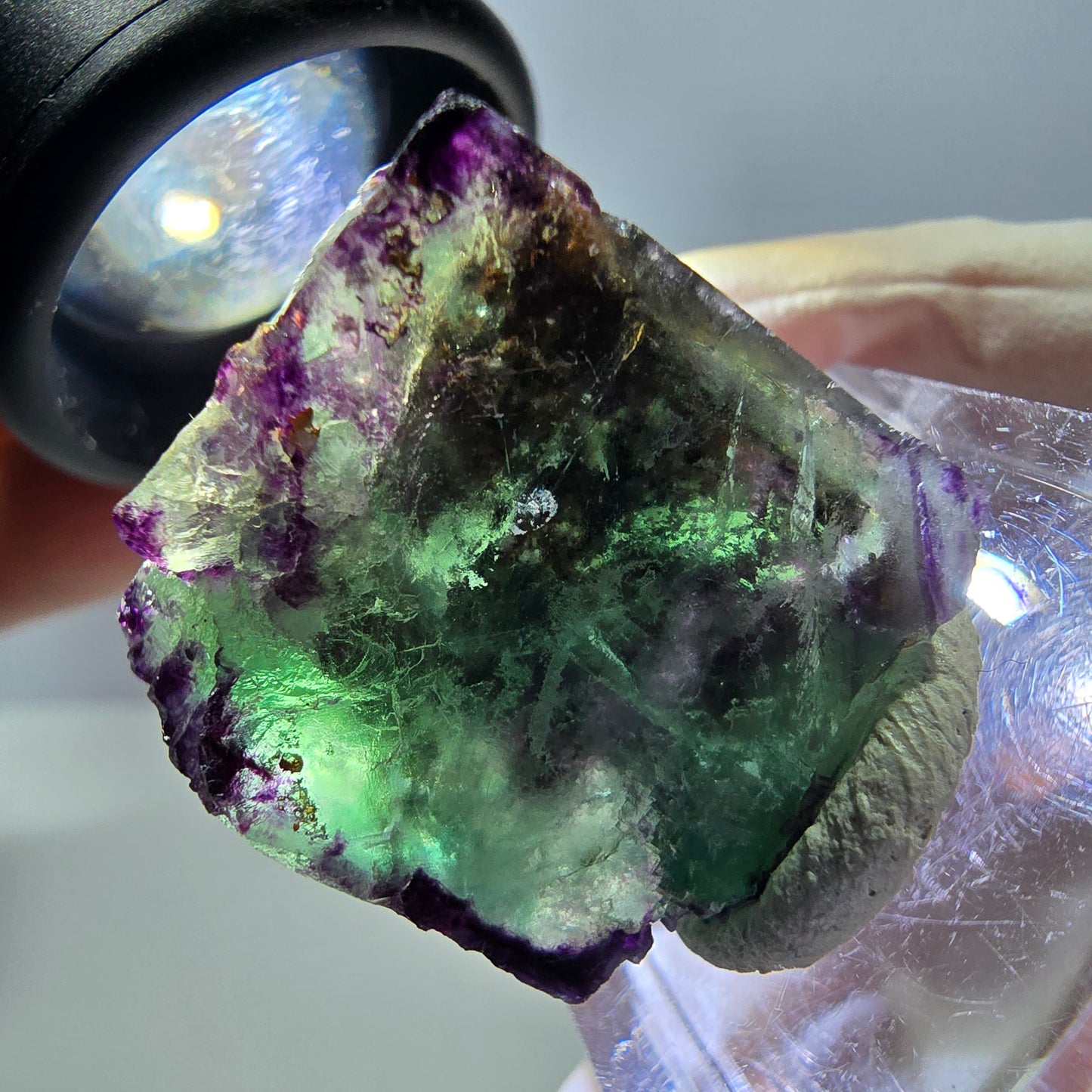 Phantom Fluorit Würfel Stufe, parkettiert, zonal Okorusu, Namibia 24*22*18mm