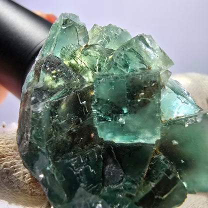 Rare spécimen de cube de fluorite fantôme, parqueté vert Okorusu, Namibie, 43 x 39 x 20 mm 