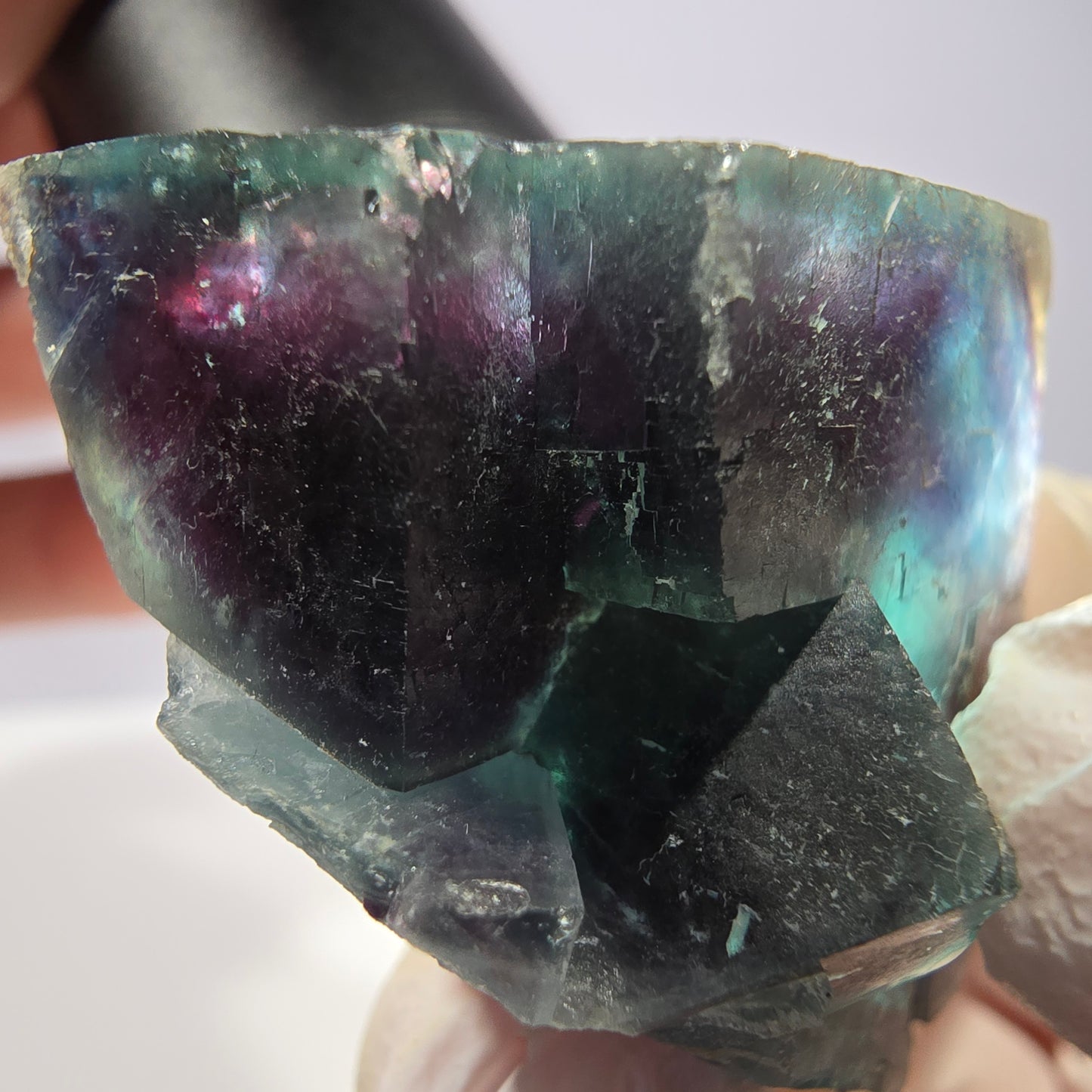 Rare spécimen de cube de fluorite fantôme, poche papillon, Okorusu, Namibie, 48 x 33 x 22 mm 