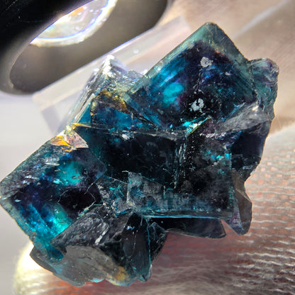 Spécimen de cube de fluorite fantôme, zonal – Nouvelle découverte ! Okorusu, Namibie, 36 x 28 x 18 mm 