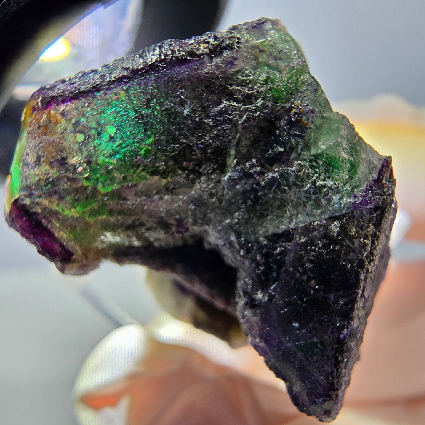 Cube de fluorite fantôme, zonal, spécimen de muscovite, Erongo, Namibie, 27 x 26 x 20 mm 