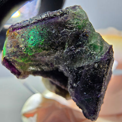 Cube de fluorite fantôme, zonal, spécimen de muscovite, Erongo, Namibie, 27 x 26 x 20 mm 
