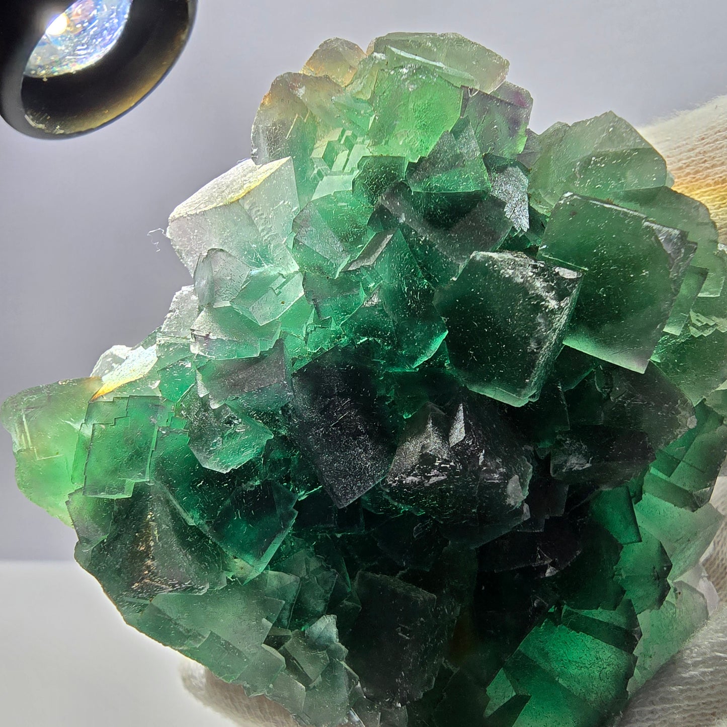 Grand spécimen de cube de fluorite fantôme, parqueté, double face Okorusu, Namibie 98*91*71mm 