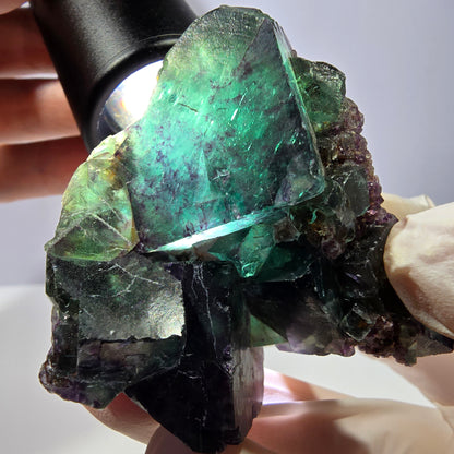 Spécimen de cube de fluorite fantôme, parqueté vert violet Okorusu, Namibie 56*43*28 mm 