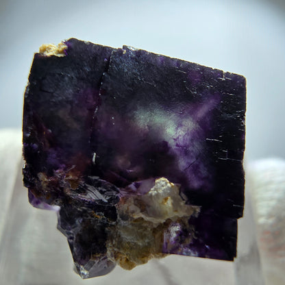 Spécimen rare de cube de fluorite fantôme, vert zonal et violet, Okorusu, Namibie, 22 x 20 x 15 mm 