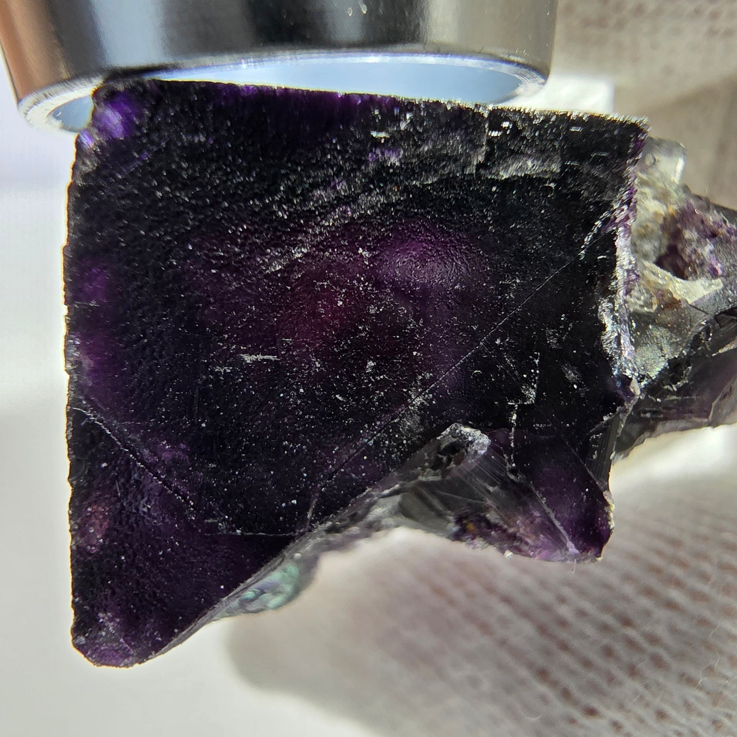 Seltene Phantom Fluorit Würfel Stufe zonal grün lila Okorusu, Namibia 29*23*21mm