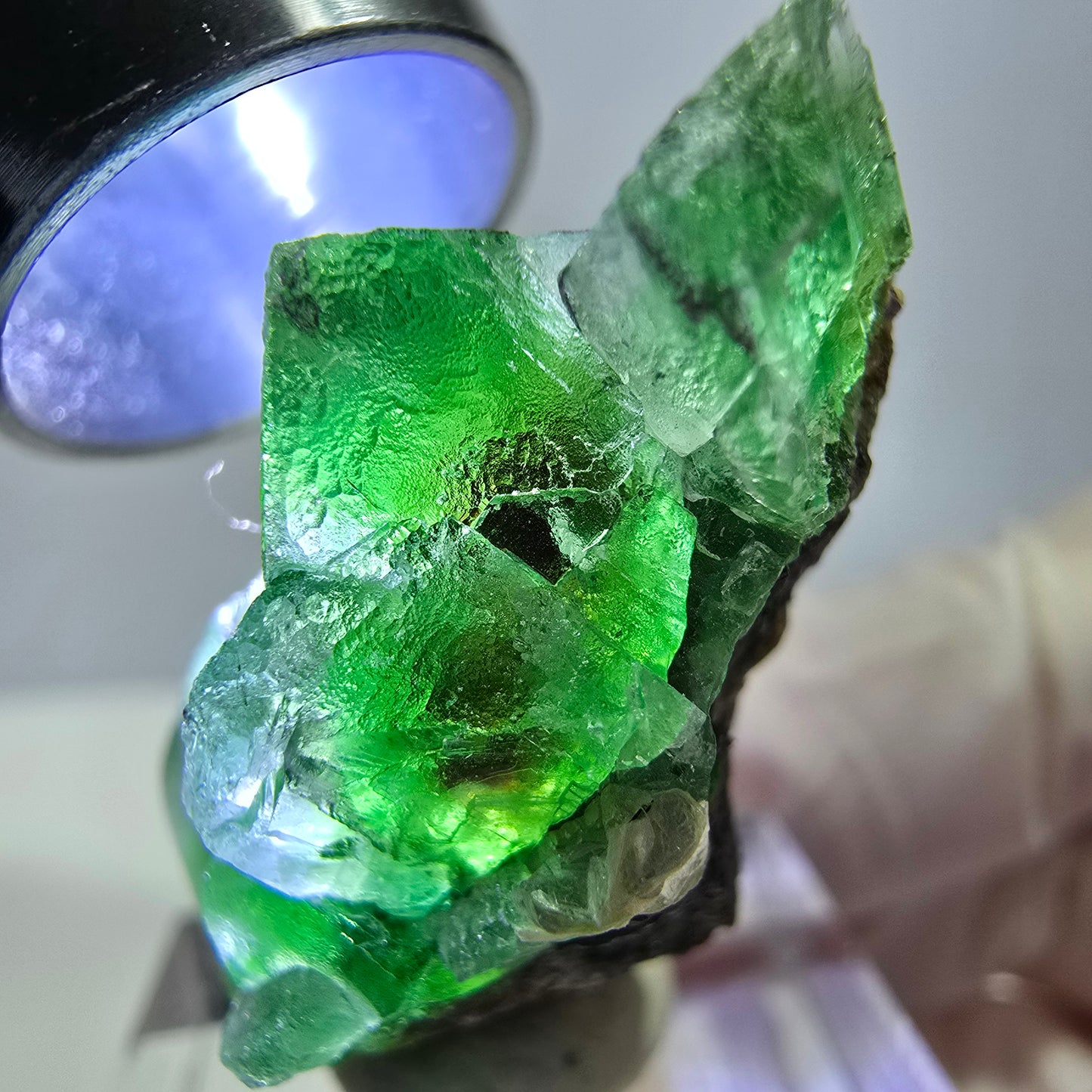 Cube de fluorite fantôme, spécimen de muscovite, Erongo, Namibie, 36 x 19 x 16 mm 