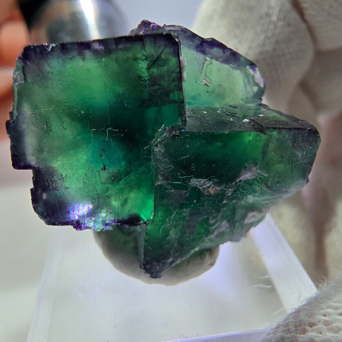 Phantom Fluorit Würfel Stufe parkettiert zonal Okorusu, Namibia 28*23*15mm