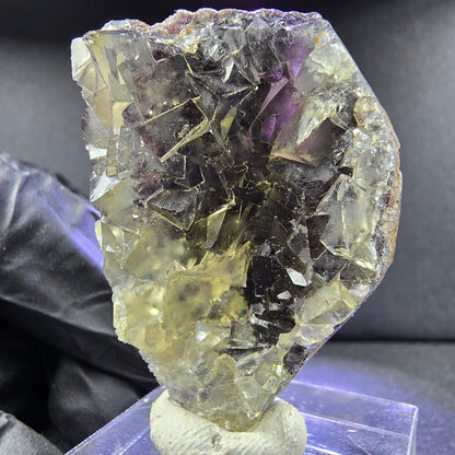 Rare Zonare Fluorite XX cube specimen yellow purple 43*28*15mm from Okorusu, Namibia