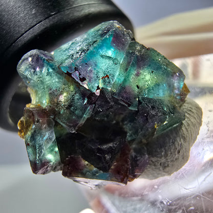 Phantom Fluorit Würfel Stufe, grün lila Okorusu, Namibia 20*19*15mm