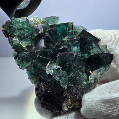 Phantom Fluorit Würfel Stufe, parkettiert grün lila Okorusu, Namibia 81*63*31mm