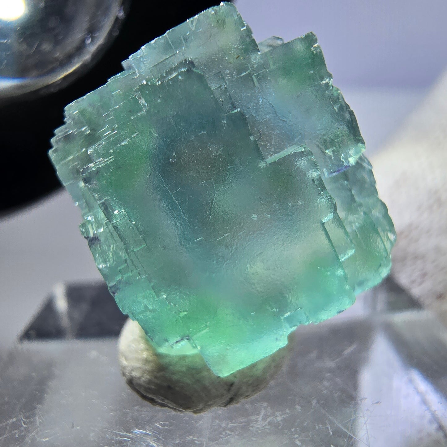 Seltener Phantom Fluorit Würfel, grün parkettiert Okorusu, Namibia 20*18*12mm