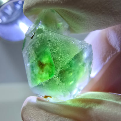 Spécimen de cube de fluorite fantôme, vert-brun, Erongo, Namibie, 21 x 14 x 10 mm 