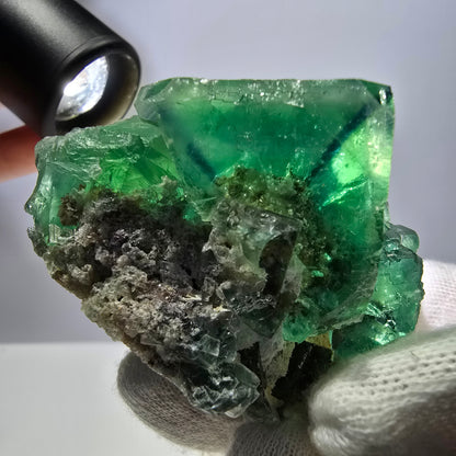 Seltene Phantom Fluorit Würfel Stufe parkettiert grün Okorusu Namibia 67*50*44mm