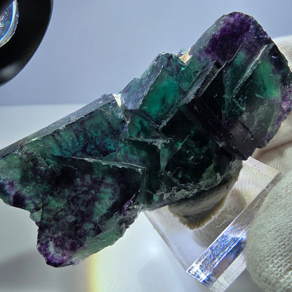 Seltene Phantom Fluorit Würfel Stufe zonal grün lila Okorusu, Namibia 68*32*20mm