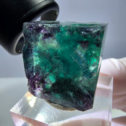 Phantom Fluorite cube parquetted, green purple Okorusu, Namibia 23*22*17mm 