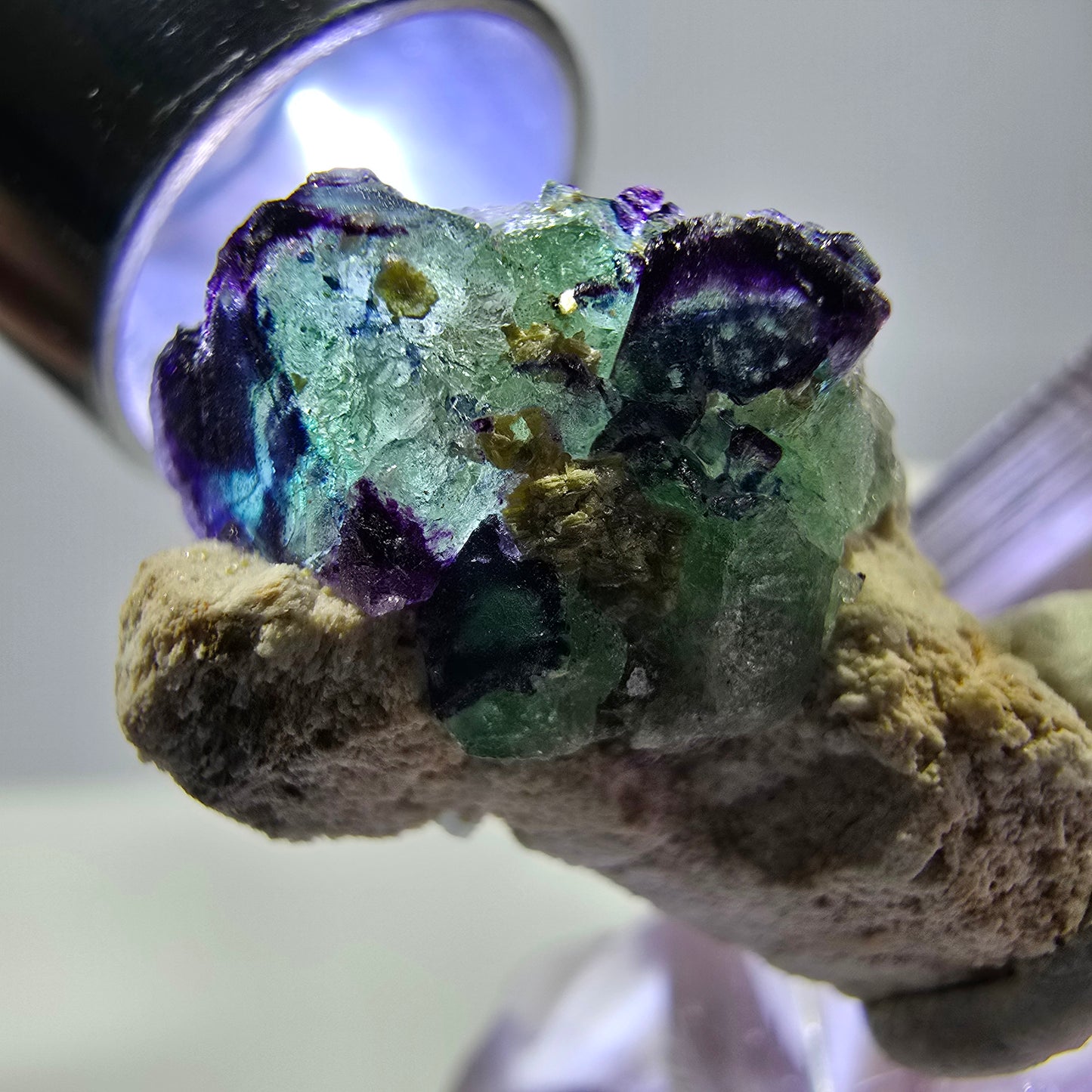 Cube de fluorite fantôme, zonal, spécimen d'orthose, Erongo, Namibie, 24 x 20 x 14 mm 